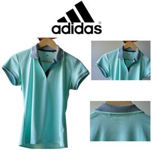 NWOT Adidas S Climalite Golf Shirt Teal Short Sleeve Sweat-Wicking Womens Polo